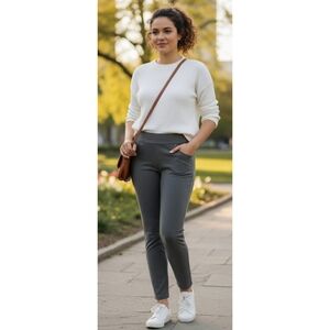 Dash Gray Petite Spandex Blend Jersey Knit Crop Legging